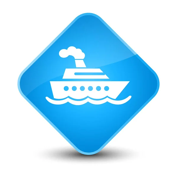 Cruise schip pictogram elegante cyaan blauwe diamant knop — Stockfoto