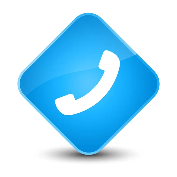 Icono del teléfono elegante botón de diamante azul cian — Foto de Stock