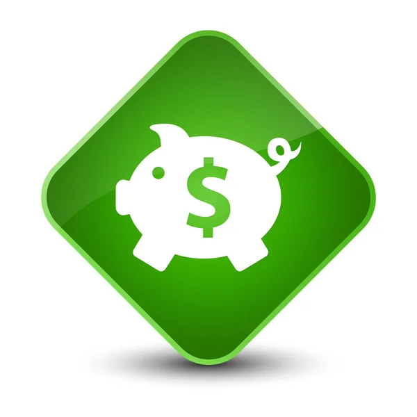 Piggy banco dólar sinal ícone elegante botão diamante verde — Fotografia de Stock