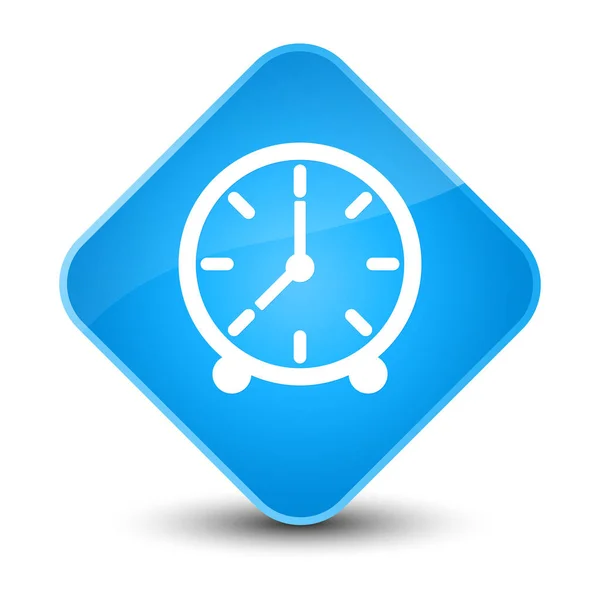 Ícone do relógio elegante botão de diamante azul ciano — Fotografia de Stock