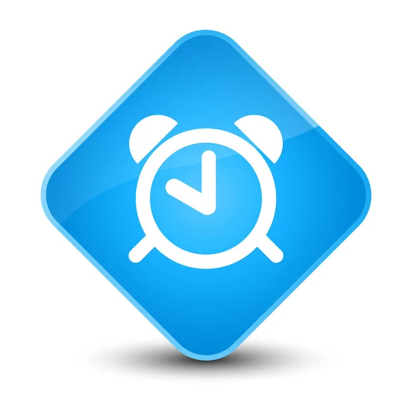 Ícone do relógio de alarme elegante botão de diamante azul ciano — Fotografia de Stock