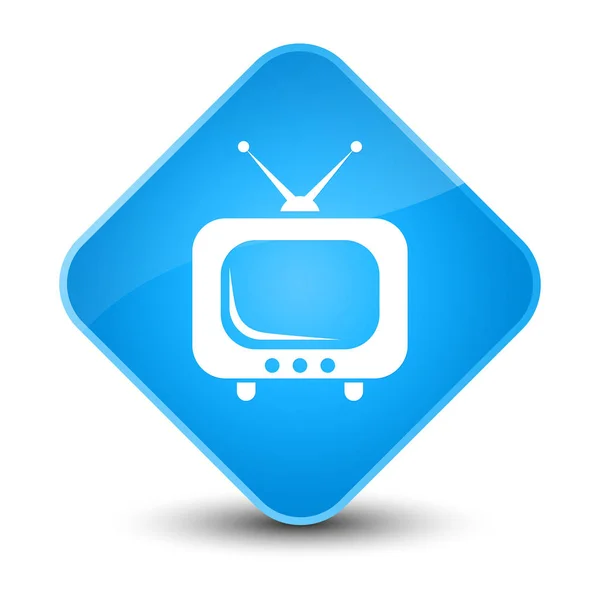 Knoop van de elegante cyaan blauwe diamant van het pictogram van de TV — Stockfoto
