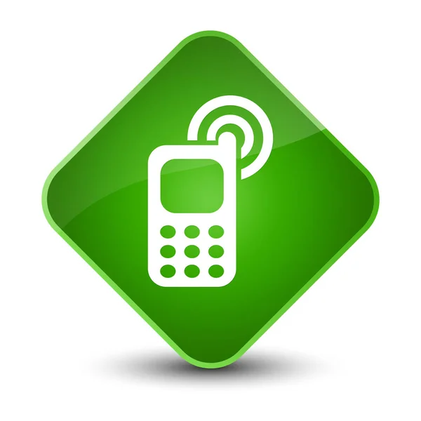 Cellphone ringing icon elegant green diamond button — Stock Photo, Image