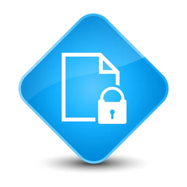 Secure document icon elegant cyan blue diamond button — Stock Photo, Image