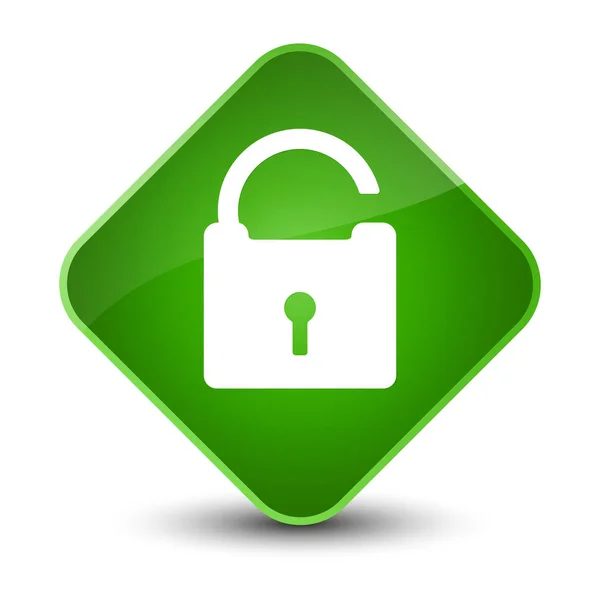 Unlock icon elegant green diamond button — Stock Photo, Image