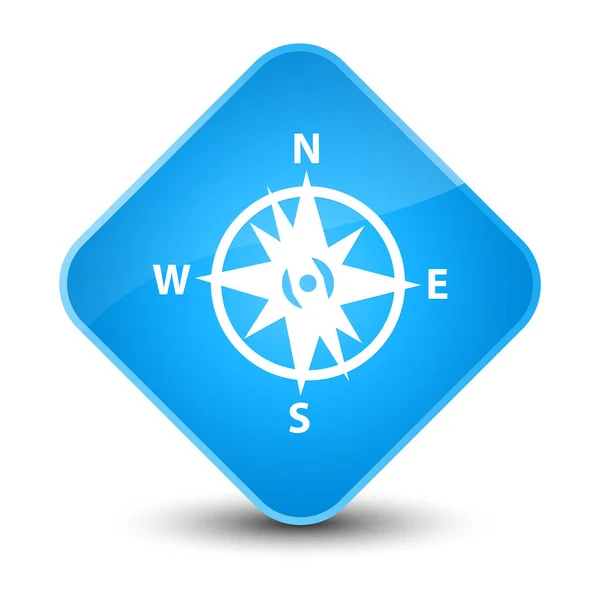 Compass icon elegant cyan blue diamond button — Stock Photo, Image