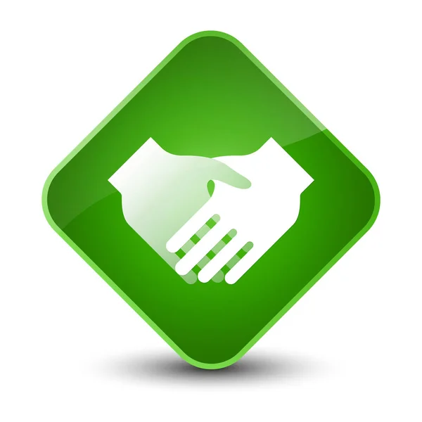 Ikon jabat tangan tombol berlian hijau elegan — Stok Foto