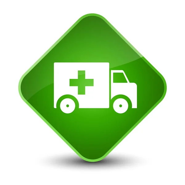 救护车优雅的绿色菱形图标按钮 — 图库照片