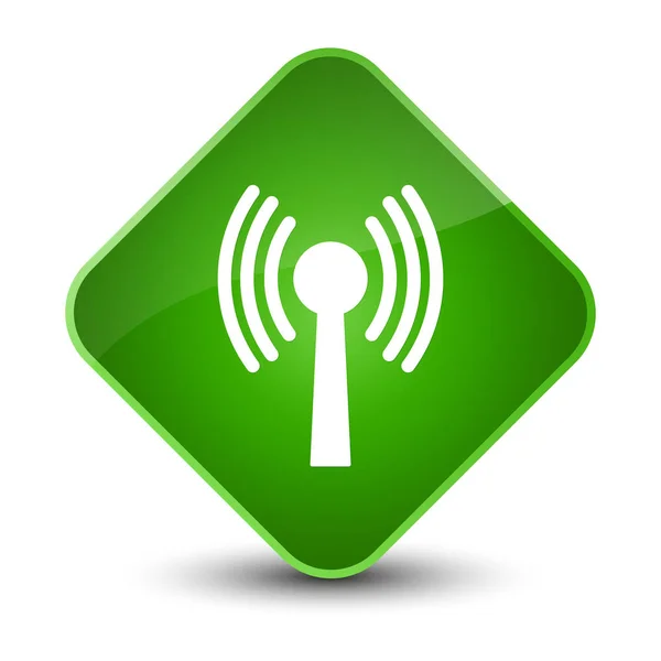Значок мережі Wlan елегантна зелена алмазна кнопка — стокове фото