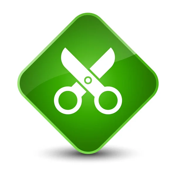 Przycisk zielony diament elegancki ikona nożyczki — Zdjęcie stockowe