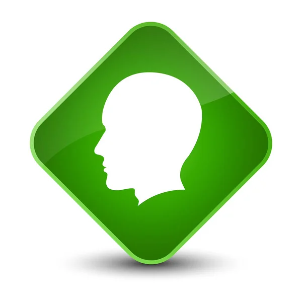 Kepala ikon wajah laki-laki elegan hijau berlian tombol — Stok Foto