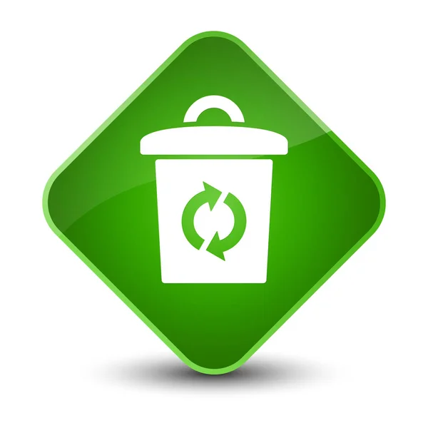 Çöp kutusu simgesini zarif yeşil elmas düğmesi — Stok fotoğraf