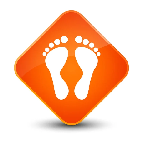 Footprint icon elegant orange diamond button — Stock Photo, Image