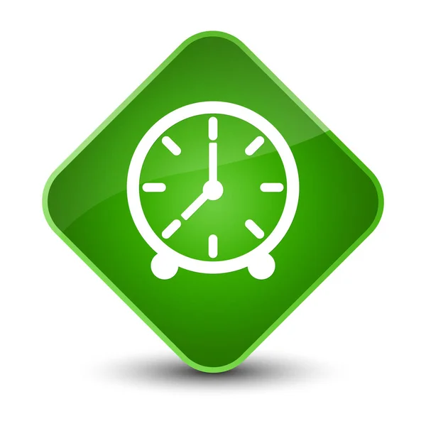 Clock icon elegant green diamond button — Stock Photo, Image
