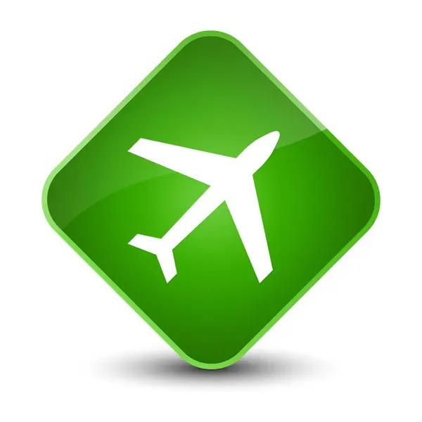 飛行機アイコン エレガントなグリーン ダイヤモンド ボタン — ストック写真
