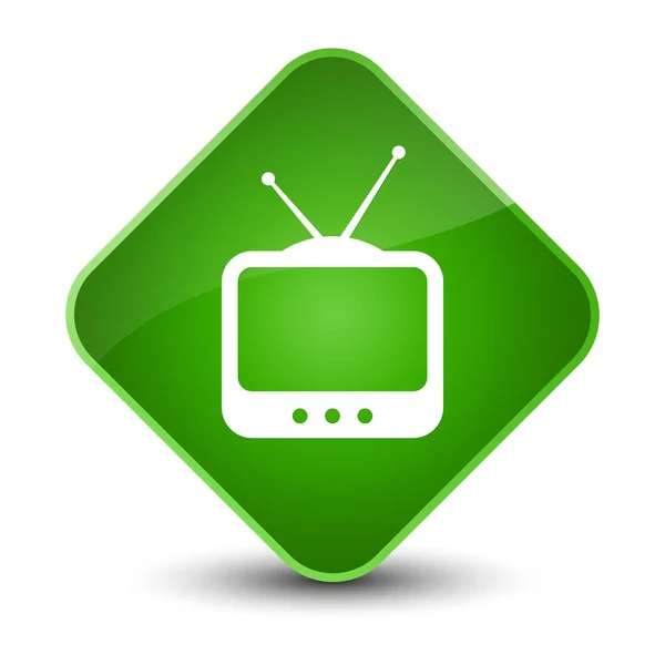 Icona TV elegante pulsante diamante verde — Foto Stock