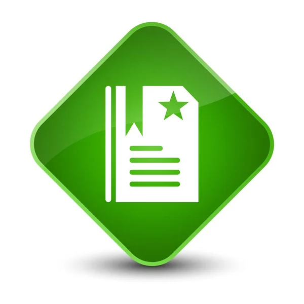 Bookmark icon elegant green diamond button — Stock Photo, Image