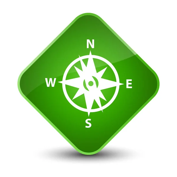 Compass icon elegant green diamond button — Stock Photo, Image