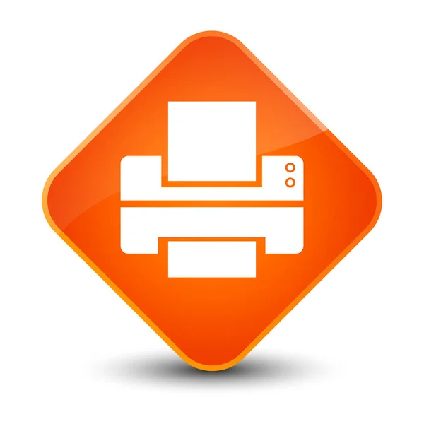 Ícone da impressora elegante botão de diamante laranja — Fotografia de Stock