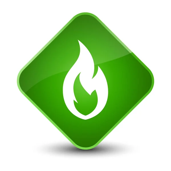 Tűz láng ikon elegáns zöld gyémánt gombot — Stock Fotó