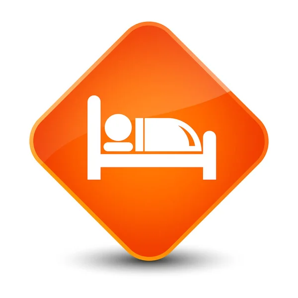 Hotel bed icon elegant orange diamond button — Stock Photo, Image