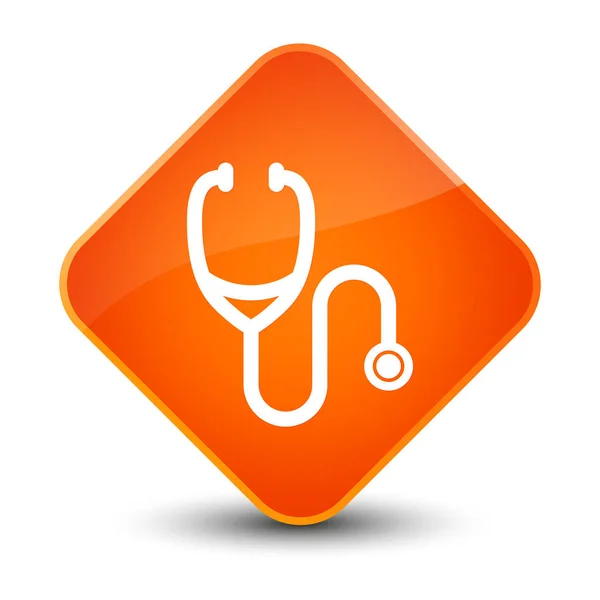 Stethoscope icon elegant orange diamond button — Stock Photo, Image