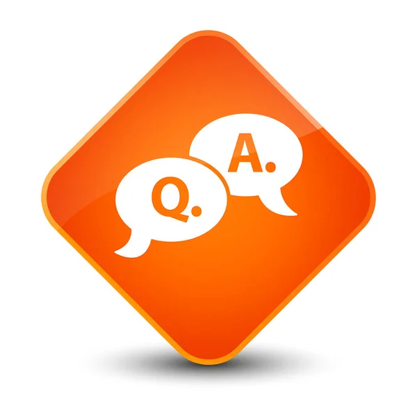 Question answer bubble icon elegant orange diamond button — Stock Photo, Image