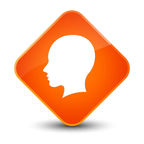 Head female face icon elegant orange diamond button — Stock Photo, Image