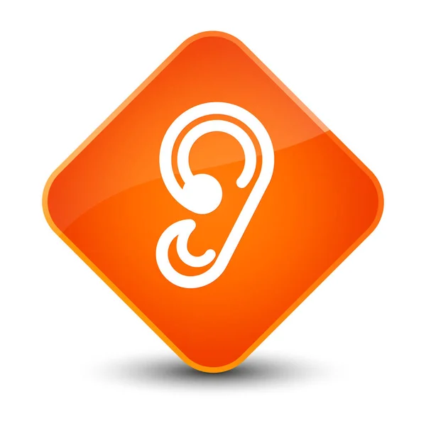 Ear icon elegant orange diamond button — Stock Photo, Image