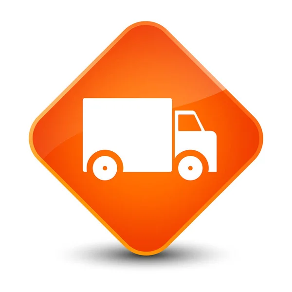 Ícone de caminhão de entrega elegante botão de diamante laranja — Fotografia de Stock