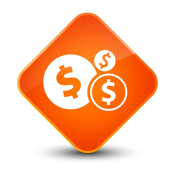 财政美元符号图标典雅的橙色钻石按钮 — 图库照片