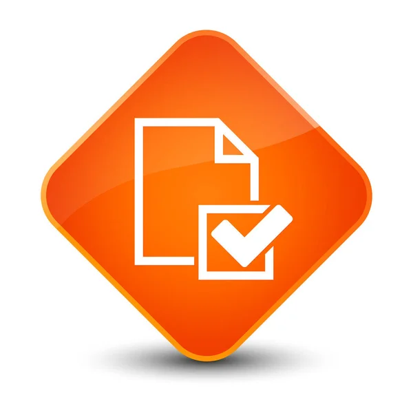 Lista de verificación icono elegante botón de diamante naranja — Foto de Stock