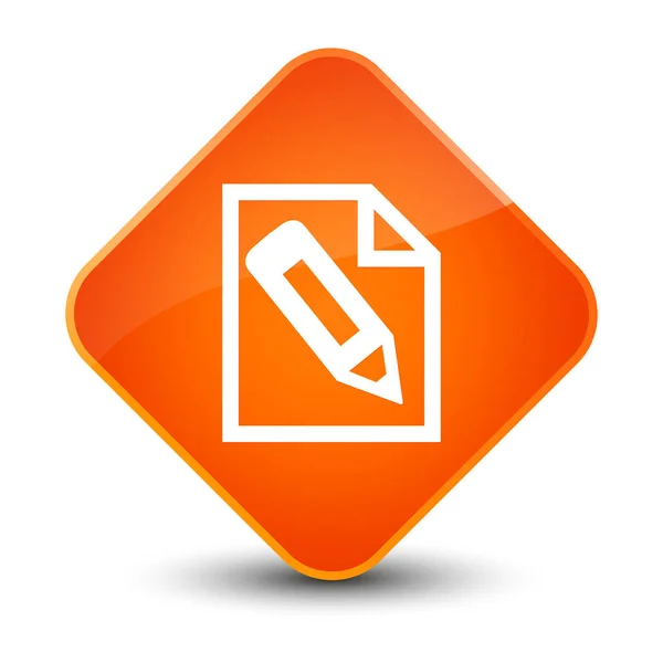 Lápis no ícone da página elegante botão de diamante laranja — Fotografia de Stock