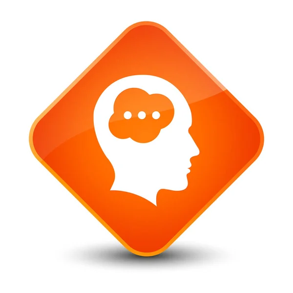 Brain head icon elegant orange diamond button — Stock Photo, Image