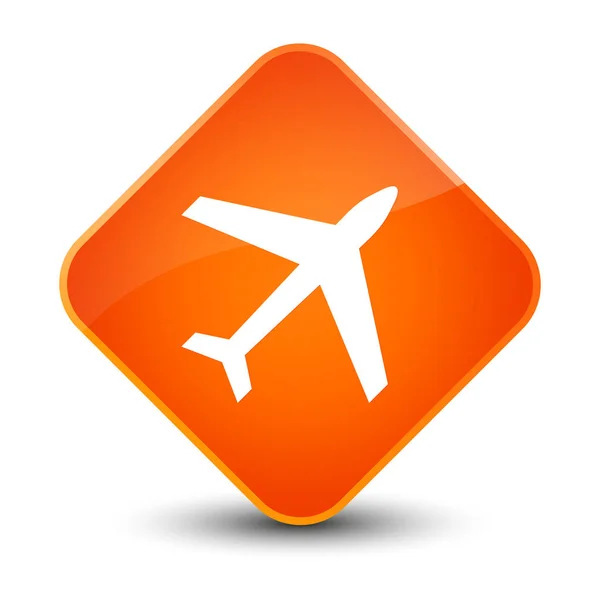 Ícone de avião elegante botão de diamante laranja — Fotografia de Stock