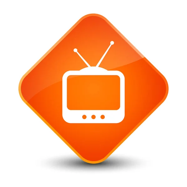 Ícone de TV elegante botão de diamante laranja — Fotografia de Stock