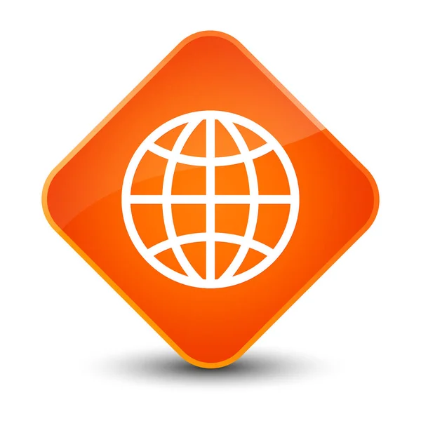 Icono del mundo elegante botón de diamante naranja —  Fotos de Stock