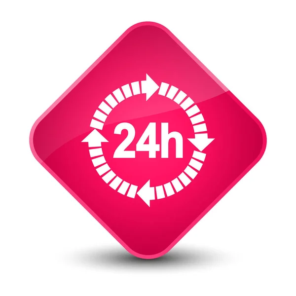 24 hours delivery icon elegant pink diamond button — Stock Photo, Image