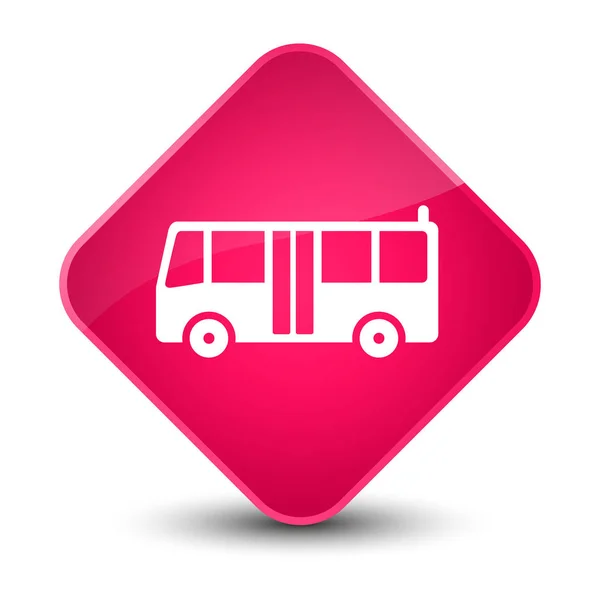 Ícone de ônibus elegante botão de diamante rosa — Fotografia de Stock