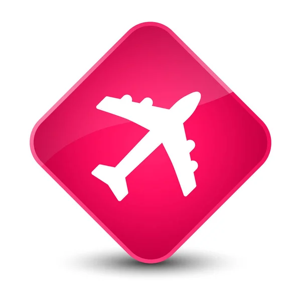 Plane icon elegant pink diamond button — Stock Photo, Image