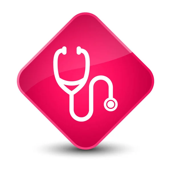 Stethoscope icon elegant pink diamond button — Stock Photo, Image