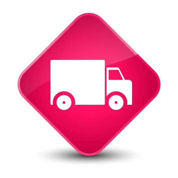 Ícone de caminhão de entrega elegante botão de diamante rosa — Fotografia de Stock