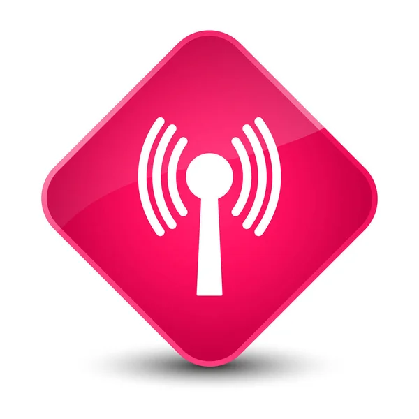Ícone de rede Wlan elegante botão de diamante rosa — Fotografia de Stock
