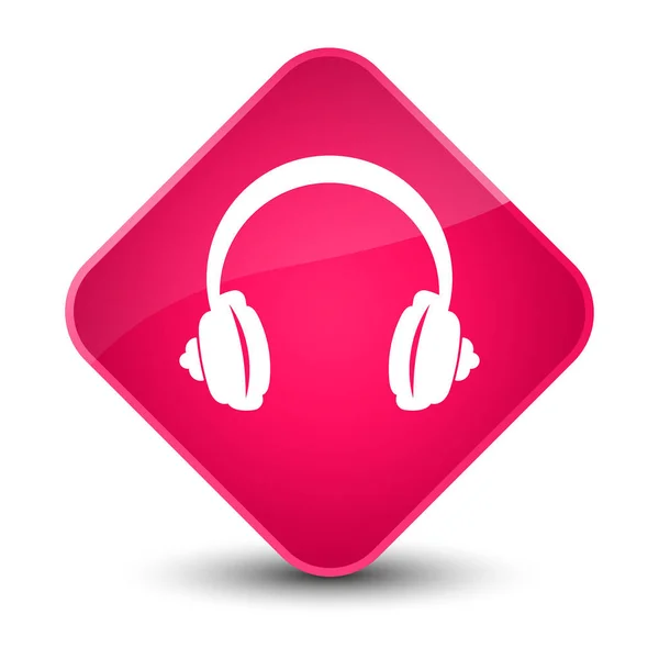 Headphone icon elegant pink diamond button — Stock Photo, Image