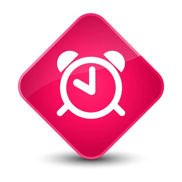Ícone do relógio de alarme elegante botão de diamante rosa — Fotografia de Stock