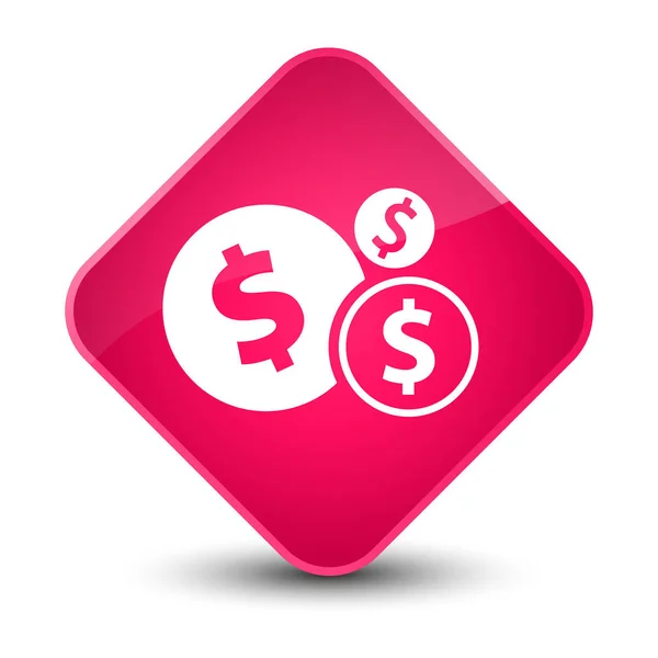 财政美元符号图标典雅的粉红色钻石按钮 — 图库照片