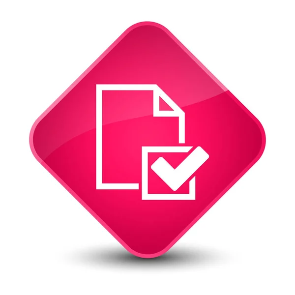 Ícone da lista de verificação elegante botão de diamante rosa — Fotografia de Stock