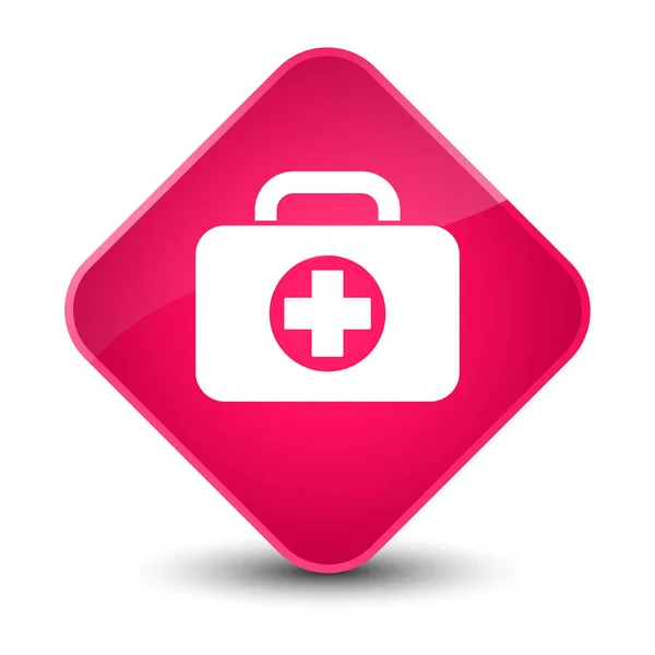First aid kit bag icon elegant pink diamond button — Stock Photo, Image