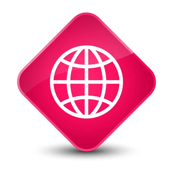 Icono del mundo elegante botón de diamante rosa — Foto de Stock