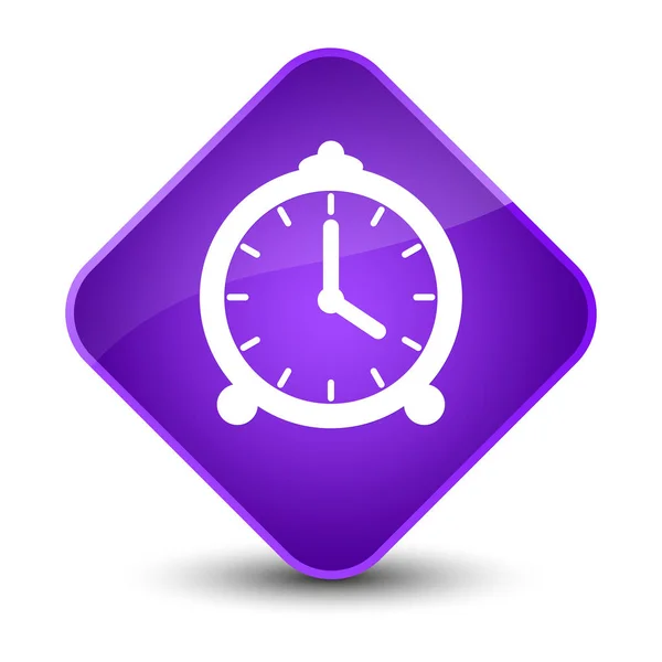 Alarm clock icon elegant purple diamond button — Stock Photo, Image